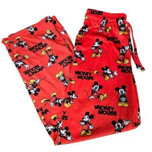 Mickey Mouse Red Super Soft Lounge Pants Size M Elastic Waist Drawstring POCKETS